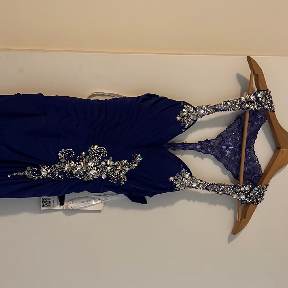 Royal blue prom dress tags still on
